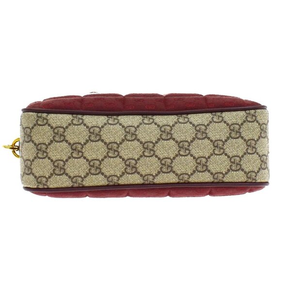 GUCCI Marmont GG Pattern Shoulder Bag Supreme Leather Canvas Brown Red - Picture 6 of 15